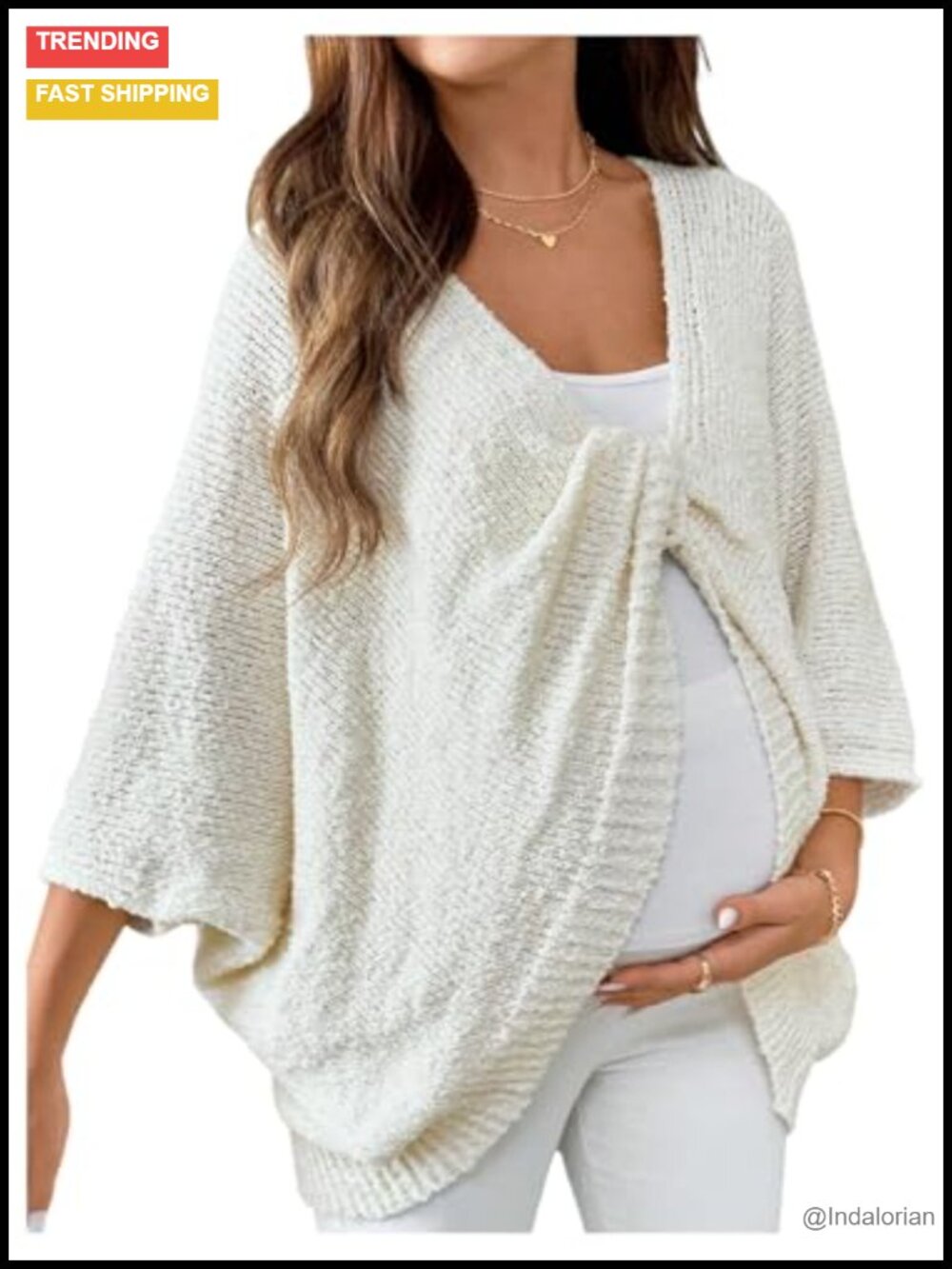 Maternity Twist Front Knit Cardigan Oversized V-Neck
